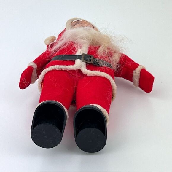 Vintage Mid Century  1950s Santa Claus Rubber Face Felt Suit  9” - Picture 6 of 9
